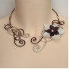 Collier mariage champagne chocolat + fleur COA302