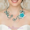 Collier mariage argent turquoise + fleur COA310