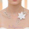 Collier mariage fleur blanc et argent COA331