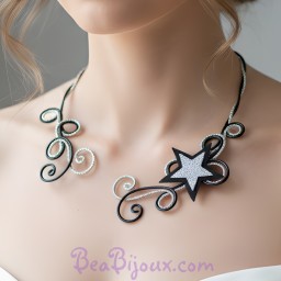 Collier mariage étoile noir et argent COA358