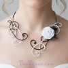 Collier mariage noir et blanc fleur COA327
