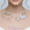 Collier mariage papillon pailleté argent blanc COA355