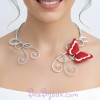 Collier mariage papillon rouge et blanc COA356