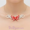 Collier mariage papillon rouge et blanc COA357
