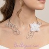 Collier mariage blanc et argent + fleur COA353