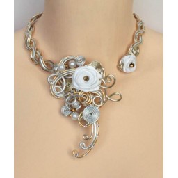 Collier mariage aluminium argent champagne COA157