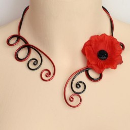 Collier mariage coquelicot COA341