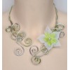 Collier mariage aluminium argent vert anis + fleur COA270