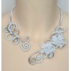 Collier mariage aluminium blanc argent + fleur COA272