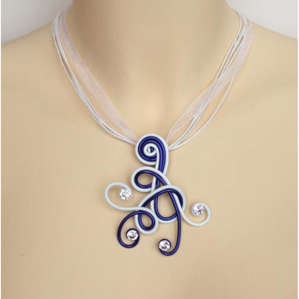 Collier mariage blanc marine et strass Collier mariage blanc marine et strass
