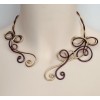 Collier mariage aluminium or et bordeaux foncé COA306