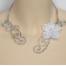 Collier mariage blanc et argent + fleur COA353