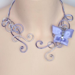 Collier mariage argent lilas papillon COA323