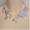 Collier mariage argent parme + fleur COA316