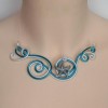 Collier mariage étoile de mer blanc et bleu turquoise COA333