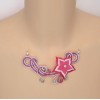 Collier mariage fleur fuchsia blanc argent  COA351