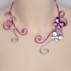 Collier mariage fuchsia et argent papillons COA330