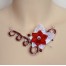 Collier mariage argent rouge fleur COA349