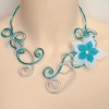 Collier mariage argent turquoise + fleur COA310