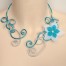 Collier mariage argent turquoise + fleur COA310