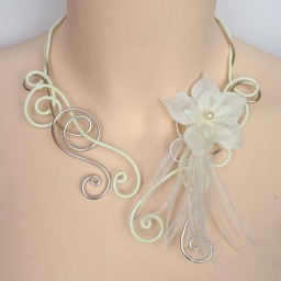 Collier mariage aluminium vanille champagne ivoire COA321