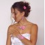 Collier mariage fleur fuchsia blanc argent  COA351