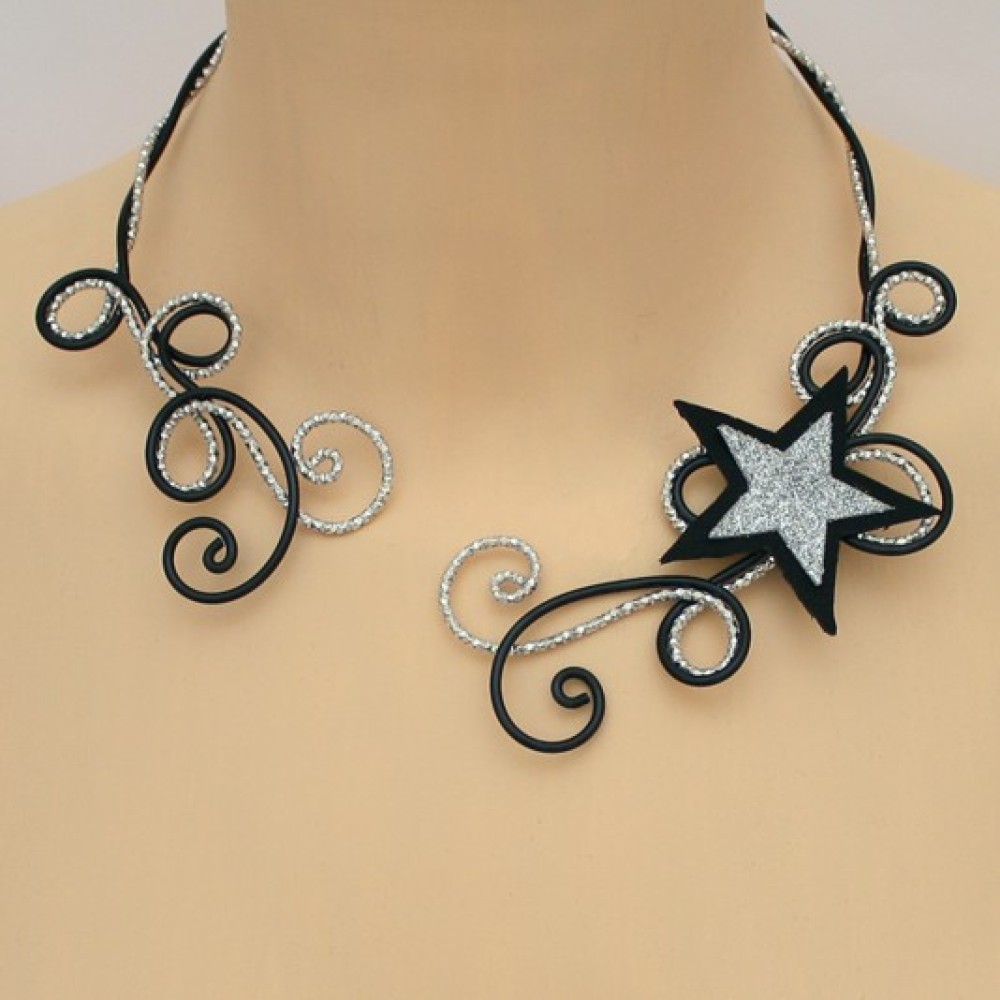 Collier mariage étoile noir et argent