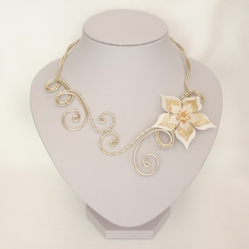 Collier mariage ivoire champagne doré