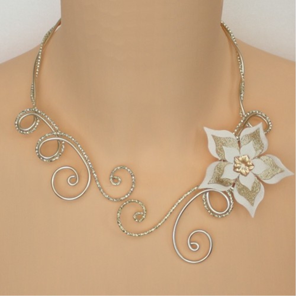 Collier mariage ivoire champagne doré