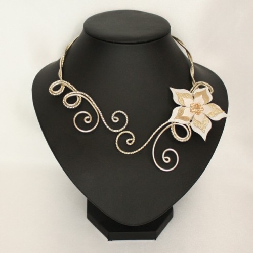 Collier mariage ivoire champagne doré