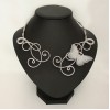 Collier mariage papillon pailleté argent blanc COA355