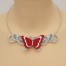 Collier mariage papillon rouge et blanc COA357