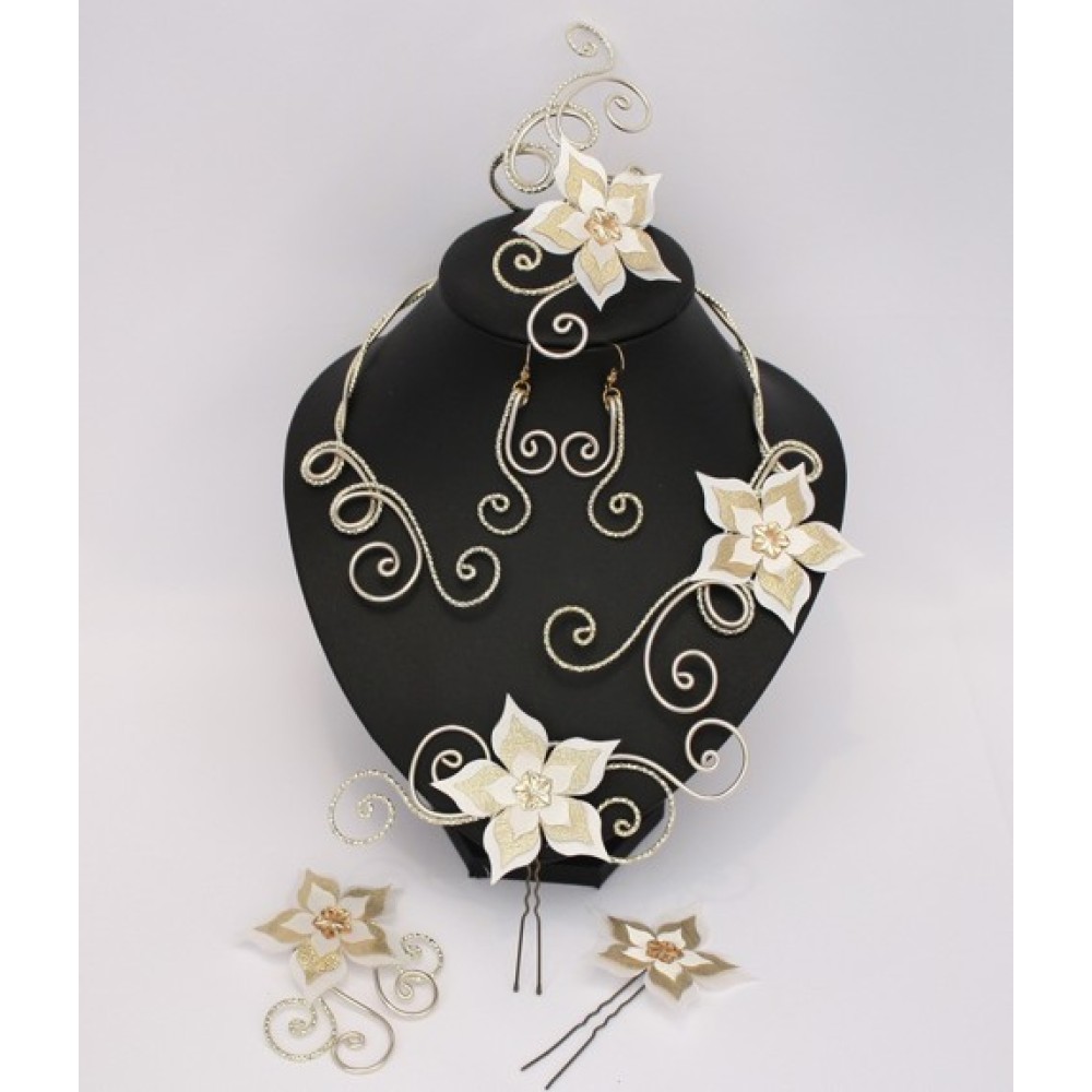 Collier mariage ivoire champagne doré