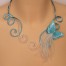 Collier mariage papillon blanc et bleu turquoise COA361