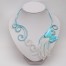 Collier mariage papillon blanc et bleu turquoise COA361