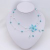 Collier mariage fleur bleu turquoise et blanc CO1285A