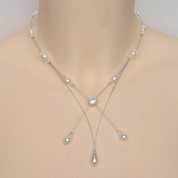 Collier mariage blanc cristal et strass CO1221A