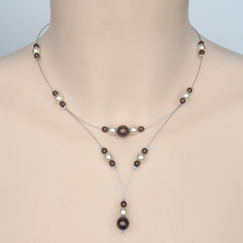 Collier mariage ivoire chocolat CO1256A