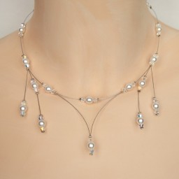 Collier mariage blanc et cristal CO1204A