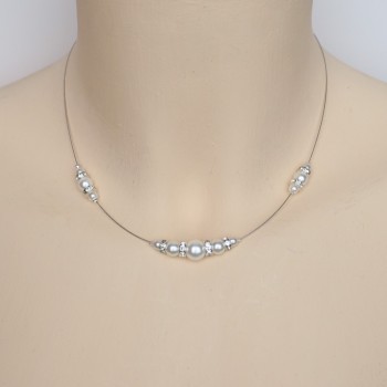 Collier mariage blanc et strass CO1250A