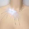 Collier mariage fleur plumes  blanc cristal CO1239A