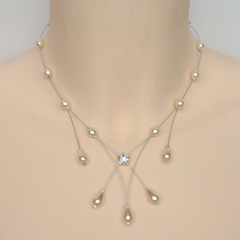 Collier de mariage ivoire et strass CO1220A