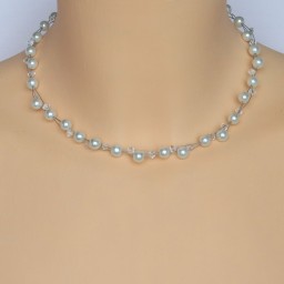 Collier mariage perles blanches nacrées et cristal de Swarovski CO1179A