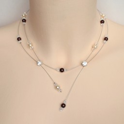 Collier mariage ivoire chocolat cristal strass CO1247A
