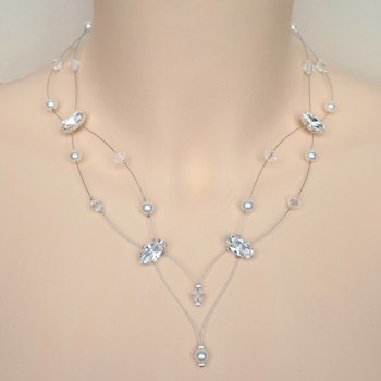 Collier mariage blanc cristal et strass CO1238A