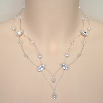 Collier mariage blanc cristal et strass CO1238A