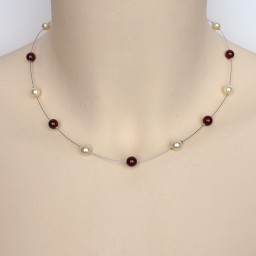 Collier mariage ivoire et bordeaux CO1251A