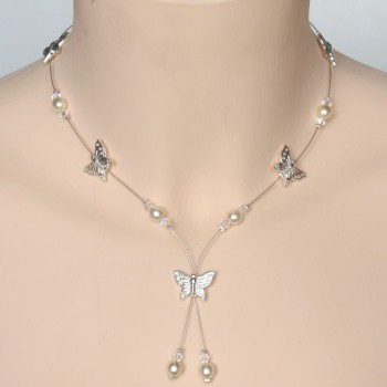 Collier perles papillon cristal CO1174A