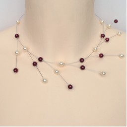 Collier mariage ivoire et bordeaux CO1210A