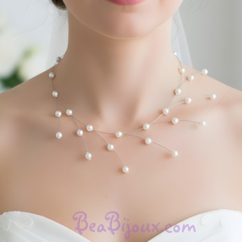Collier mariage asymétrique blanc CO1210A